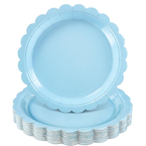 NatNarr 30 Stück Hellblaue Pappteller, 9 Inch Einweg Party Pappteller mit Wellenschliff, Babyblau Dessertteller für Geburtstag, Babyparty, Hochzeit NatNarr 30 Stück Hellblaue Pappteller, 9 Inch Einweg Party Pappteller mit Wellenschliff, Babyblau Dessertteller für Geburtstag, Babyparty, Hochzeit von NatNarr