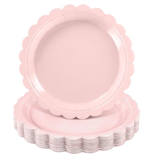 NatNarr 30 Stück Papierteller, Hellrosa Pappteller mit Wellenschliff Paper Plates für Babypartys Hochzeiten Brautpartys NatNarr 30 Stück Papierteller, Hellrosa Pappteller mit Wellenschliff Paper Plates für Babypartys Hochzeiten Brautpartys von NatNarr