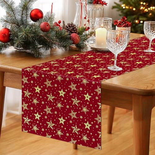 Tischläufer Rot, 40 x 140cm Dekoratives Tischband mit Goldenen Sternen Tischdeko Tischdeckenrolle für Geburtstag Hochzeit Weihnachten Tischläufer Rot, 40 x 140cm Dekoratives Tischband mit Goldenen Sternen Tischdeko Tischdeckenrolle für Geburtstag Hochzeit Weihnachten von NatNarr
