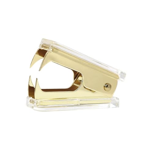 Heftklammerentferner, Gelbgold, transparenter Acryl-Körper, glänzende Stahlbacken, Klammerabzieher zum Entfernen von Heftklammern, für Zuhause, Büro, Schule, Geschenk (1 Packung, Gelbgold-Ton) von NatSumeBasics