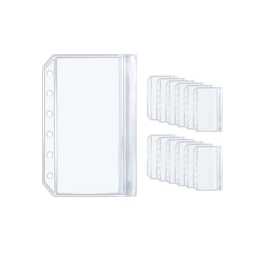 NatSumeBasics 12 A7-Ordner, 2 Taschen, 2 Schichten, Geldfüllumschläge, 6,3 x 12,7 cm, transparente Blattschoner für Planer-Einlagen, Notizbuch-Zubehör (A7) von NatSumeBasics