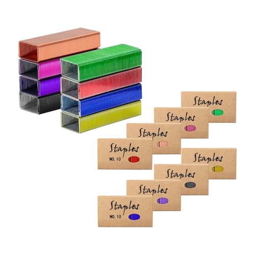 NatSumeBasics 8000 farbige Heftklammern, bunte Heftklammern Nr. 10, für Mini-Heftklammern, kleine Heftklammern, kleiner als Standard-Heftklammern (8000) von NatSumeBasics