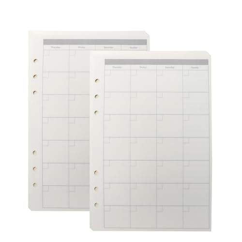 NatSumeBasics A5-Nachfüllpapier, 12,7 x 20,3 cm, undatiert, Monatsplaner, Einlagen, 90 Blatt, 6 Löcher, Taschennotizpapier für persönliches Reisetagebuch, Tagebuch (2 A5 monatlich) von NatSumeBasics