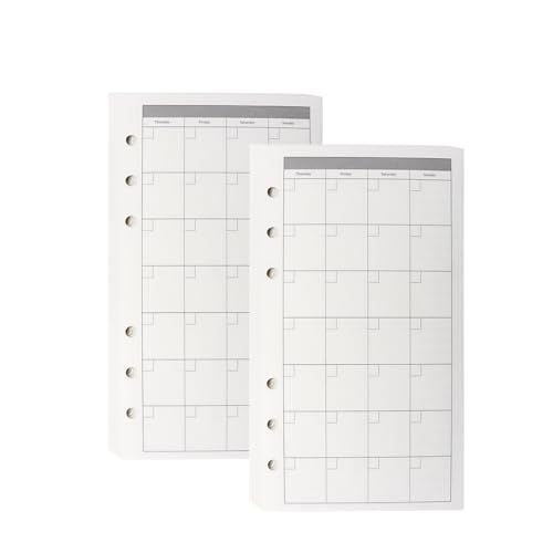NatSumeBasics A6 Nachfüllpapier, 8,9 x 16,5 cm, undatiert, Monatsplaner, Einlagen, 90 Blatt, 6 Löcher, Taschennotizpapier für persönliches Reisetagebuch, Tagebuch (2 A6 monatlich) von NatSumeBasics