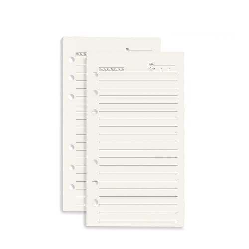 NatSumeBasics A6-Planer-Einlagen, Nachfüllpapier, 90 Blatt, 8,9 x 16,5 cm, 6 Löcher, Taschennotizpapier für persönliches Reisetagebuch, Tagebuch (A6-liniertes Papier), 2 Stück von NatSumeBasics