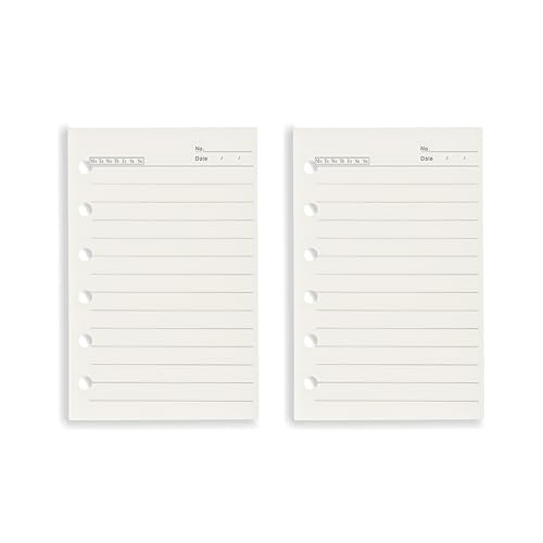 NatSumeBasics A7-Planer-Einlagen, Nachfüllpapier, 90 Blatt, 7,9 x 12,7 cm, 6 Löcher, Taschennotizpapier für persönliches Reisetagebuch, Tagebuch (A7-liniertes Papier), 2 Stück von NatSumeBasics