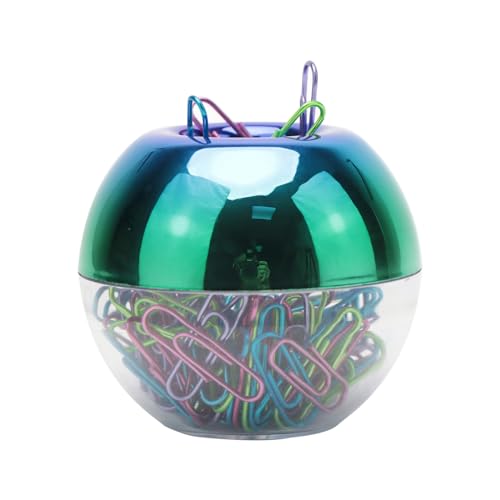 NatSumeBasics Büroklammer-Halter, regenbogenfarben, magnetischer Büroklammer-Spender mit 100 bunten Büroklammern für Schreibtisch, Büro, Schule, Zuhause, Organizer, Zubehör (Regenbogen) von NatSumeBasics