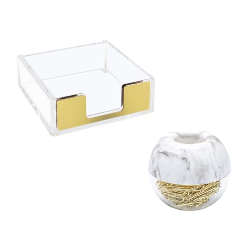 NatSumeBasics Magnetischer Büroklammer-Halter und transparenter Haftnotizhalter, 100 Büroklammernspender mit Post-a-Notizspender für Schreibtischzubehör, Organizer (Gold) von NatSumeBasics