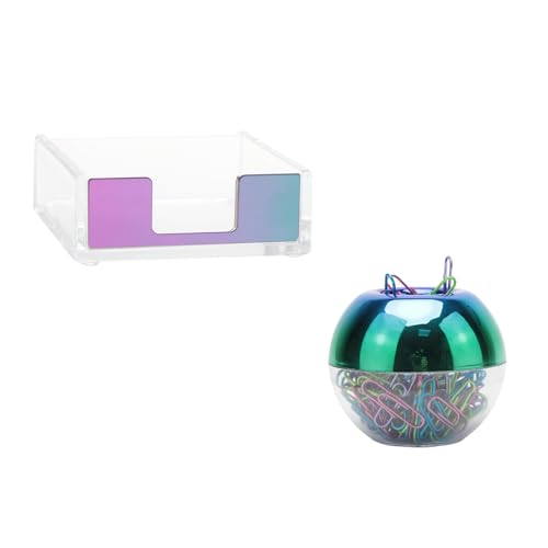 NatSumeBasics Magnetischer Büroklammer-Halter und transparenter Haftnotizhalter, 100 Büroklammernspender mit Post-a-Notizspender für Schreibtischzubehör, Organizer (Regenbogen) von NatSumeBasics
