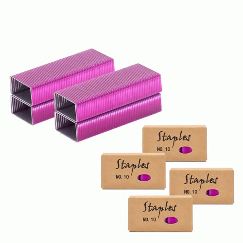 NatSumeBasics Kleine farbige Heftklammern für Mini-Heftgerät, Nr. 10, 4000 Nr. 10, kleiner als Standard (Rosarot) von NatSumeBasics