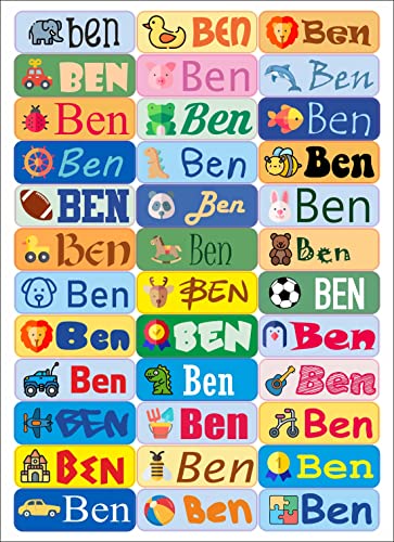 Nation BEN 36 x Namensaufkleber personalisiert Aufkleber Spielzeug für Bücher und Kindergarten Schule Karte Sticker Namensschild Design von Nation
