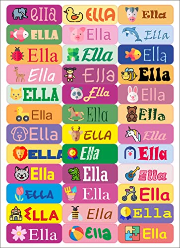 Nation ELLA 36 x Mädchen Name personalisiert Aufkleber Spielzeug für Bücher und Kindergarten Schule Karte Sticker Namensschild Design von Nation