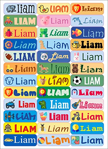 Nation LIAM 36 x Namensaufkleber personalisiert Aufkleber Spielzeug für Bücher und Kindergarten Schule Karte Sticker Namensschild Design von Nation