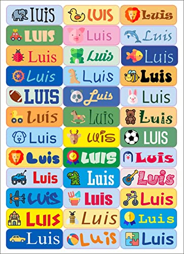 Nation LUIS 36 x Namensaufkleber personalisiert Aufkleber Spielzeug für Bücher und Kindergarten Schule Karte Sticker Namensschild Design von Nation