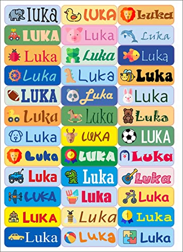 Nation LUKA 36 x Namensaufkleber personalisiert Aufkleber Spielzeug für Bücher und Kindergarten Schule Karte Sticker Namensschild Design von Nation