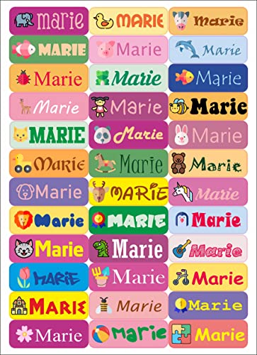 Nation MARIE 36 x Mädchen Name personalisiert Aufkleber Spielzeug für Bücher und Kindergarten Schule Karte Sticker Namensschild Design, Mehrfarbig von Nation