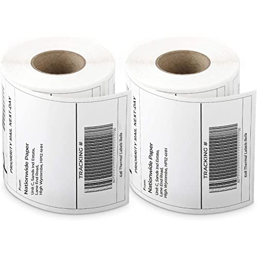 Nationwide Paper Thermoetiketten, selbstklebend, 102 x 152 mm, Weiß, 1000 Etiketten/Rolle, 1000 Etiketten von Nationwide Paper