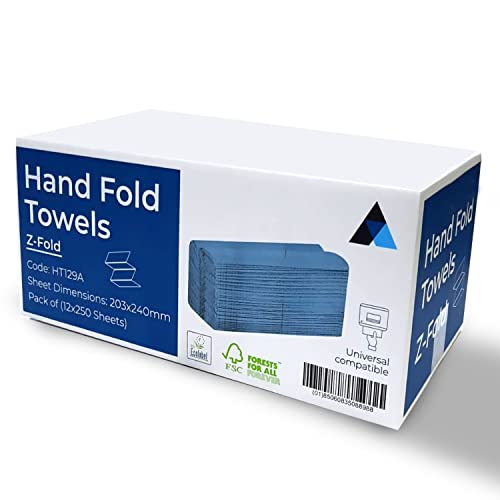 NationwidePaper Z Fold Paper Hand Towel, 1 Ply Multifold Paper Hand Towel, Blue 300 Sheets von Nationwide Paper