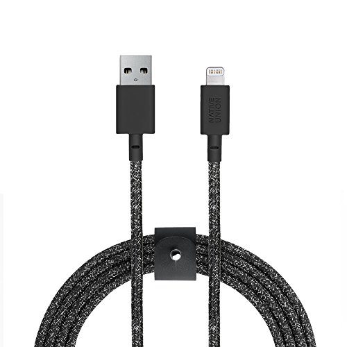 Native Union Belt Cable XL - 3 M Ultra-Starkes Umflochtenes [MFi-Zertifiziert] Lightning auf USB-A Daten- & Ladekabel mit Lederband, Kompatibel mit iPhone 14, iPhone 13, iPhone 12 und früher (Cosmos) von Native Union