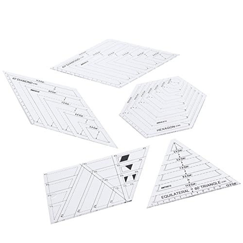 5 Stück Patchwork-Lineal, Quilt-Vorlagen, Transparentes Lineal, Nähen, Stoffschneiden, Quilt-Zubehör Für DIY Quilten, Nähen, Basteln 5 Stück Patchwork-Lineal, Quilt-Vorlagen, Transparentes Lineal, Nähen, Stoffschneiden, Quilt-Zubehör Für DIY Quilten, Nähen, Basteln von Natudeco