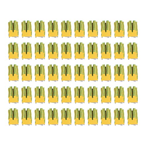 50 Stück geerdete Klemme, reines Kupfer DIN-Führungsschiene Installation Erdungsklemme gelb grün TYP USLKG-3 von Natudeco