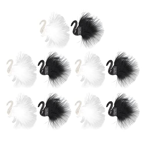Natudeco 10pcs Swan Patch Schwarz weiße Feder dekorierte Strasssteine DIY Bügels Handarbeit bestickter Patch für Kleidungsleistung von Natudeco