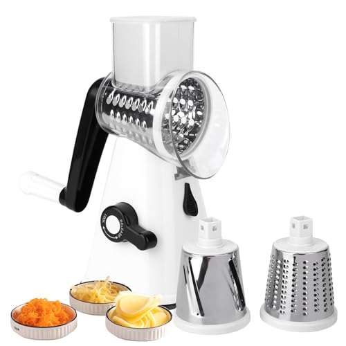 Natudeco Käsereibe,Manuelle Reibe mit auswechselbaren Klingen, Gemüsehobel, Zerkleinerer, Spiralschneider Veggie Slicing Cutter für Käse, Gemüse Nüsse Natudeco Käsereibe,Manuelle Reibe mit auswechselbaren Klingen, Gemüsehobel, Zerkleinerer, Spiralschneider Veggie Slicing Cutter für Käse, Gemüse Nüsse von Natudeco