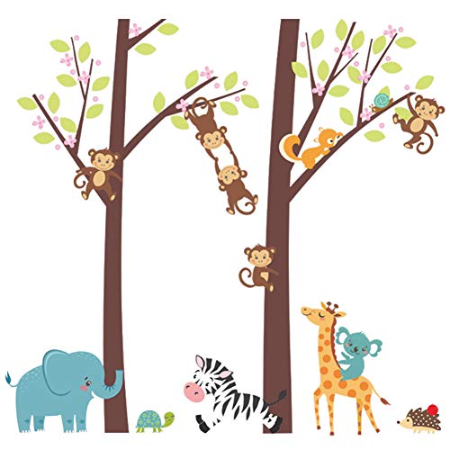 Niedliche Cartoon-Wandaufkleber, DIY-Tier-Wandaufkleber, Affe, Giraffe, Zebra, Elefant, Wohnzimmer, Kinderzimmer, Kinderzimmer, Wanddekoration von Natudeco