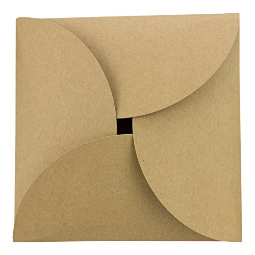 CD-, Karten- u. Geschenk Hülle, braun, 125 x 125 mm, 3 mm Füllhöhe, Kraftkarton, Kraftpapier Pochette, Blütenverschluss - 25er Pack von Natürlich verpacken