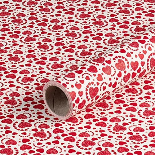 Natürlich verpacken Geschenkpapier Weiß mit roten Herzen, Geburtstagspapier, 0,7 x 10 m von Natürlich verpacken