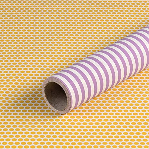 Geschenkpapier lila gestreift und gelb gepunktet, Geburtstagspapier, 0,7 x 10 m von Natürlich verpacken