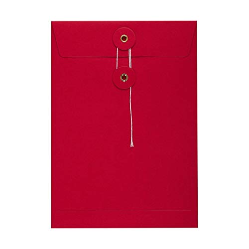 Umschlag C5, 229 x 162 mm, Rot, Bindfadenverschluss, Japanverschluss, Kuvert, Kraftpapier, Versandtasche - 10er Pack von Natürlich verpacken