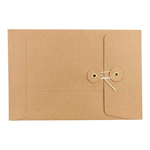 Umschlag C5 (229 x 162 mm) + 25 mm Falte, Braun, Bindfadenverschluss, Japanverschluss, Kraftpapier, Briefumschlag, Versandtasche, Kuvert - 10er Pack von Natürlich verpacken