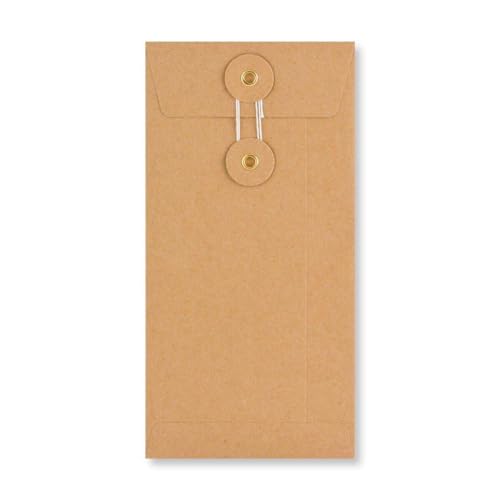 Umschlag DL, 220 x 110 mm, Braun, Bindfadenverschluss, Kraftpapier, Versandtasche, Kuvert - 10 Stück/Pack von Natürlich verpacken