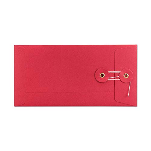 Umschlag DL, 220 x 110 mm, Rot, Bindfadenverschluss, Kraftpapier, Versandtasche - 10er Pack… von Natürlich verpacken