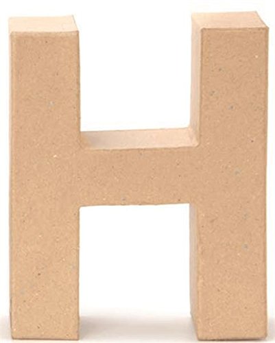 Papp-Buchstabe H 17,5x5,5cm Pappartikel Pappart Bemalen Basteln Dekorieren Braun Pappmaché von NaturGut