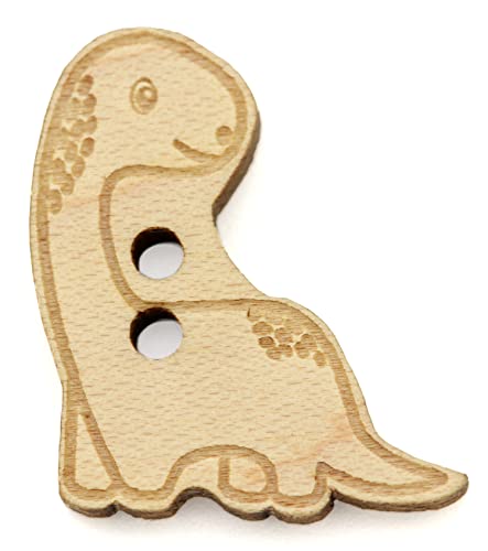 NaturSchatulle Holzknöpfe Motiv Dino | 5 Stück Ahorn 2 Loch Knöpfe Holz DIY Basteln Nähen Schmuckherstellung Annähen Kinderknöpfe von NaturSchatulle