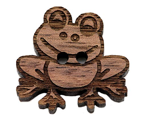 NaturSchatulle Holzknöpfe Motiv Frosch | 5 Stück Nussbaum 2 Loch Knöpfe Holz DIY Basteln Nähen Schmuckherstellung Annähen Kinderknöpfe von NaturSchatulle