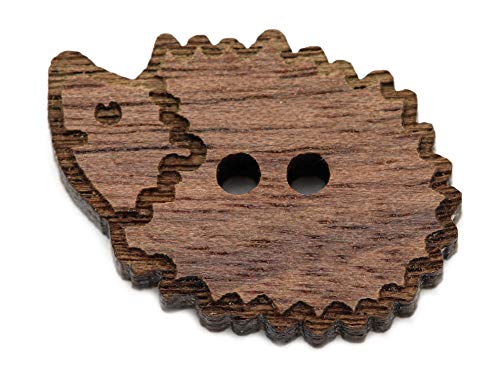 NaturSchatulle Holzknöpfe Motiv Igel | 5 Stück Nussbaum 2 Loch Knöpfe Holz DIY Basteln Nähen Schmuckherstellung Annähen Kinderknöpfe von NaturSchatulle