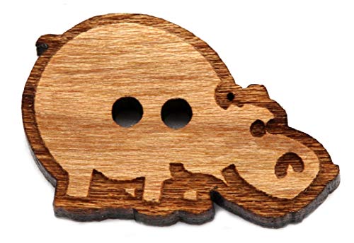 NaturSchatulle Holzknöpfe Motiv Nilpferd | 5 Stück Kirsche 2 Loch Knöpfe Holz DIY Basteln Nähen Schmuckherstellung Annähen Kinderknöpfe von NaturSchatulle