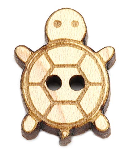 NaturSchatulle Holzknöpfe Motiv Schildkröte | 5 Stück Ahorn 2 Loch Knöpfe Holz DIY Basteln Nähen Schmuckherstellung Annähen Kinderknöpfe von NaturSchatulle