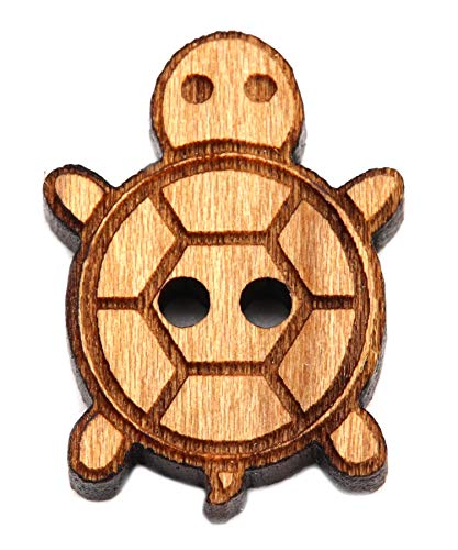 NaturSchatulle Holzknöpfe Motiv Schildkröte | 5 Stück Kirsche 2 Loch Knöpfe Holz DIY Basteln Nähen Schmuckherstellung Annähen Kinderknöpfe von NaturSchatulle