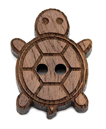 NaturSchatulle Holzknöpfe Motiv Schildkröte | 5 Stück Nussbaum 2 Loch Knöpfe Holz DIY Basteln Nähen Schmuckherstellung Annähen Kinderknöpfe von NaturSchatulle