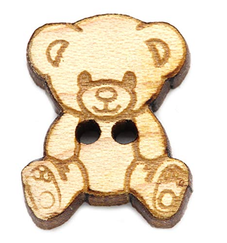 NaturSchatulle Holzknöpfe Motiv Teddybär | 5 Stück Ahorn 2 Loch Knöpfe Holz DIY Basteln Nähen Schmuckherstellung Annähen Kinderknöpfe von NaturSchatulle