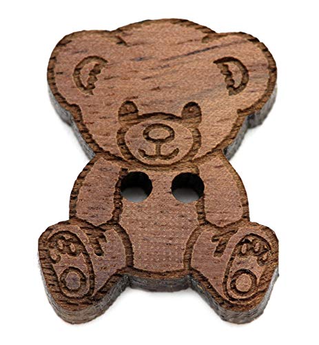 NaturSchatulle Holzknöpfe Motiv Teddybär | 5 Stück Nussbaum 2 Loch Knöpfe Holz DIY Basteln Nähen Schmuckherstellung Annähen Kinderknöpfe von NaturSchatulle