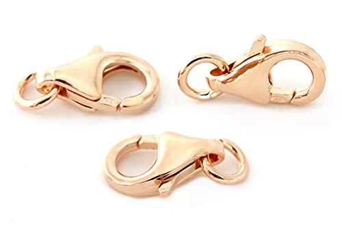 NaturSchatulle Karabinerverschluss Silber 925 18K Rosegold I 10 Stück Schmuckverschluss 10mm Karabinerhaken Kettenverschluss Basteln Schmuckherstellung von NaturSchatulle