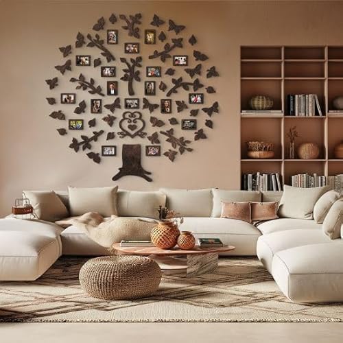 Natura Products 3D Stammbaum Wanddekoration aus Holz – Familienbaum Wandkunst – 3 Größen – Lasergeschnitten (Ebenholz, 170 cm x 167 cm, Ohne Bilderrahmen erhältlich) von Natura Products