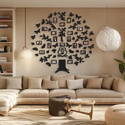 Natura Products 3D Stammbaum Wanddekoration aus Holz – Familienbaum Wandkunst – 3 Größen – Lasergeschnitten (Schwarz, 170 cm x 167 cm, Ohne Bilderrahmen erhältlich) von Natura Products