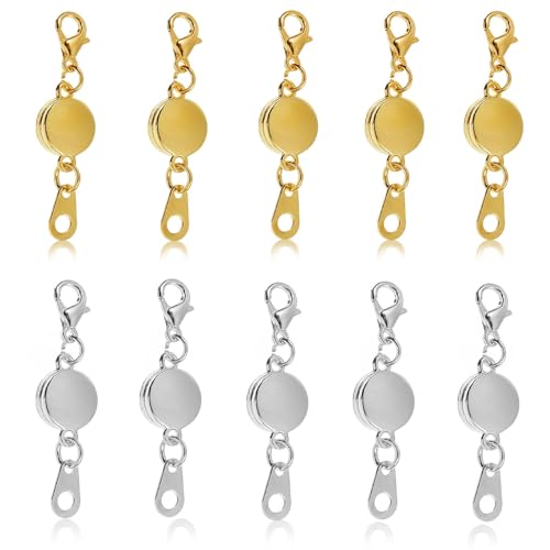 10 Stück magnetischer Schmuckverschluss, runde Halsketten-Verschlüsse, Armband-Verlängerung für Schmuckherstellung (Gold, Silber) von Naturahand