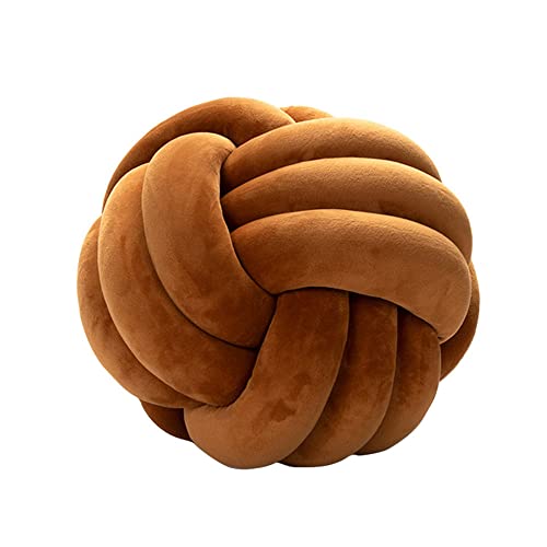 NatureMan Weiches Knotenballkissen, rundes Wurfkissen, Kinderzimmer-Dekoration, Plüschkissen, handgefertigtes rundes Plüschkissen, beruhigendes Stressabbau-Plüschtier, Durchmesser 28 cm (Karamell) von NatureMan
